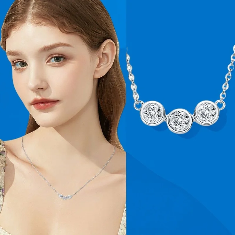 

Fairy Smile Moissanite Necklace S925 Silver Pendant Boho Chic Minimalist GBA Certified Jewelry Free Gift Box Luxury Gifts Women