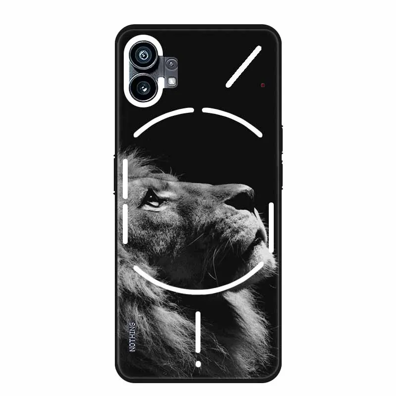 For Nothing Phone One 1 Case Wolf Lion Tiger Black Silicone Soft Back Cover Case For Nothing Phone 1 (1) Phone Case Cover Phone1