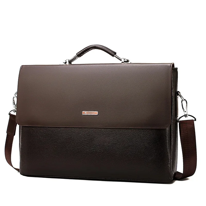 Maleta de couro PU para homens, bolsa de luxo, Office Man Laptop, grande capacidade, ombro masculino Messenger Bag