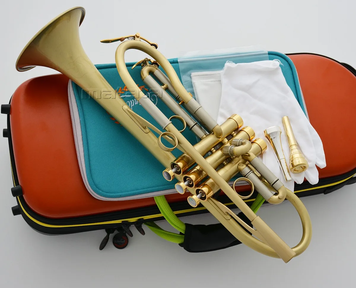 Fast Ship Customized Brushed Bb Trumpet Reverse Leadpipe German design Horn Large Bell