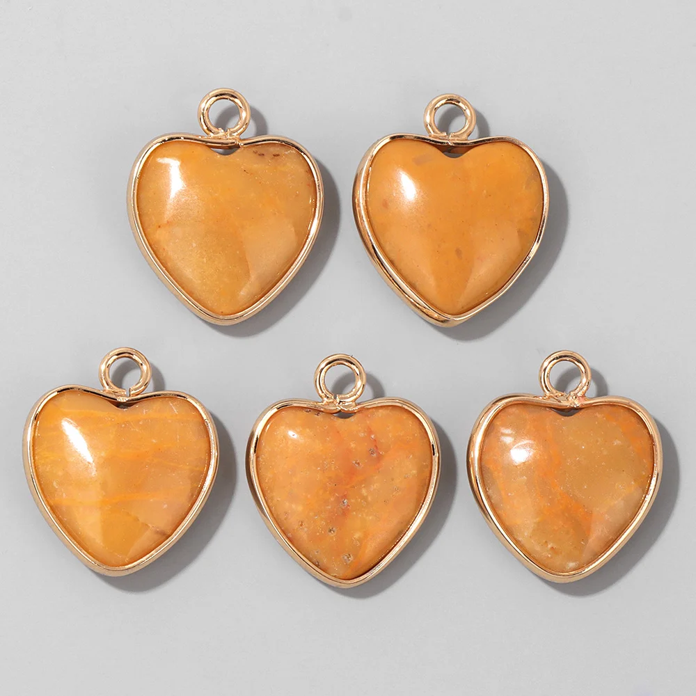 Cute Heart Shape Stone Pendant Natural Gem Charm