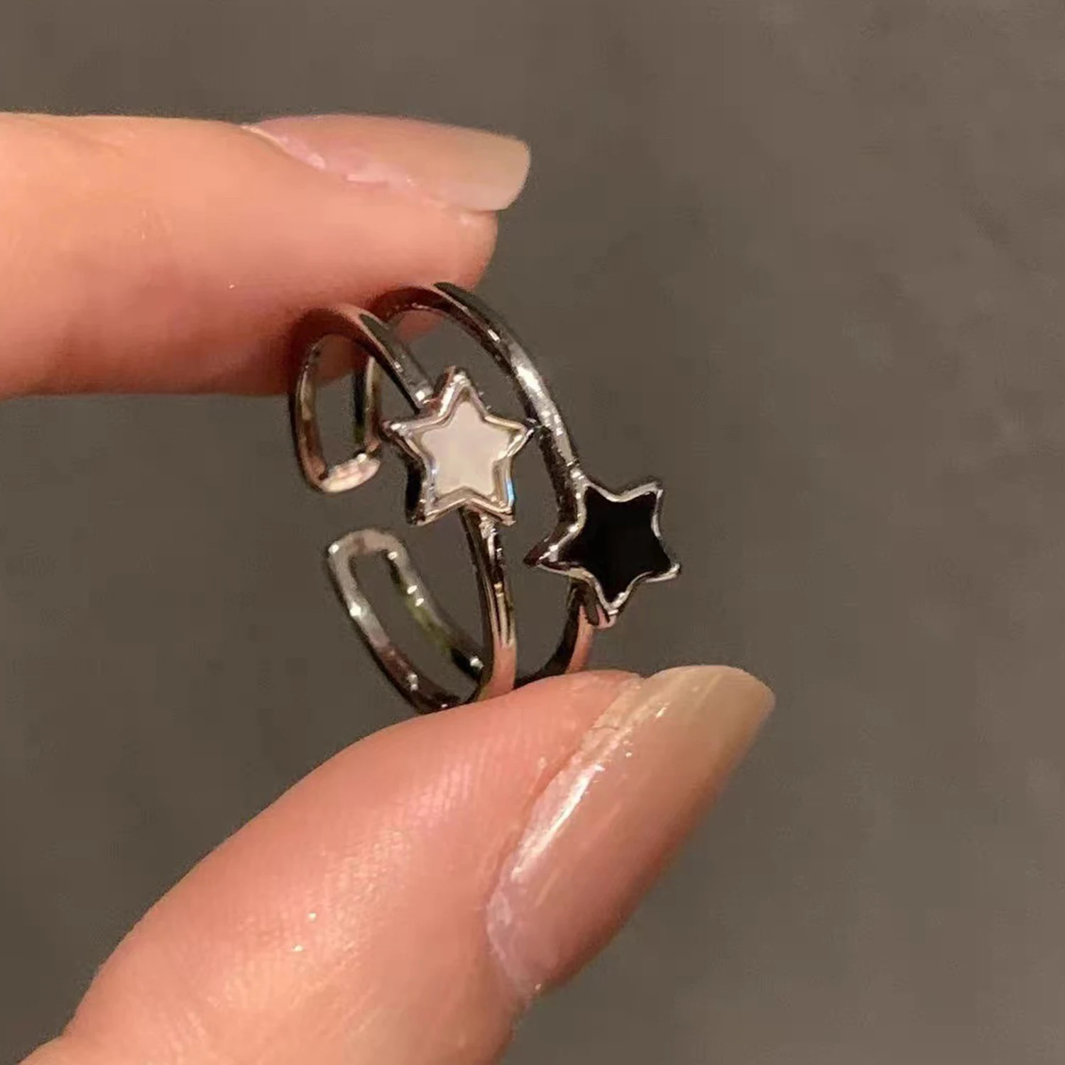 Kpop Fashion Star Zircon Crystal Rings for Women Girls Double Layer Ring Aesthetic Jewelry y2k Accessories 2024 New Trend image 5