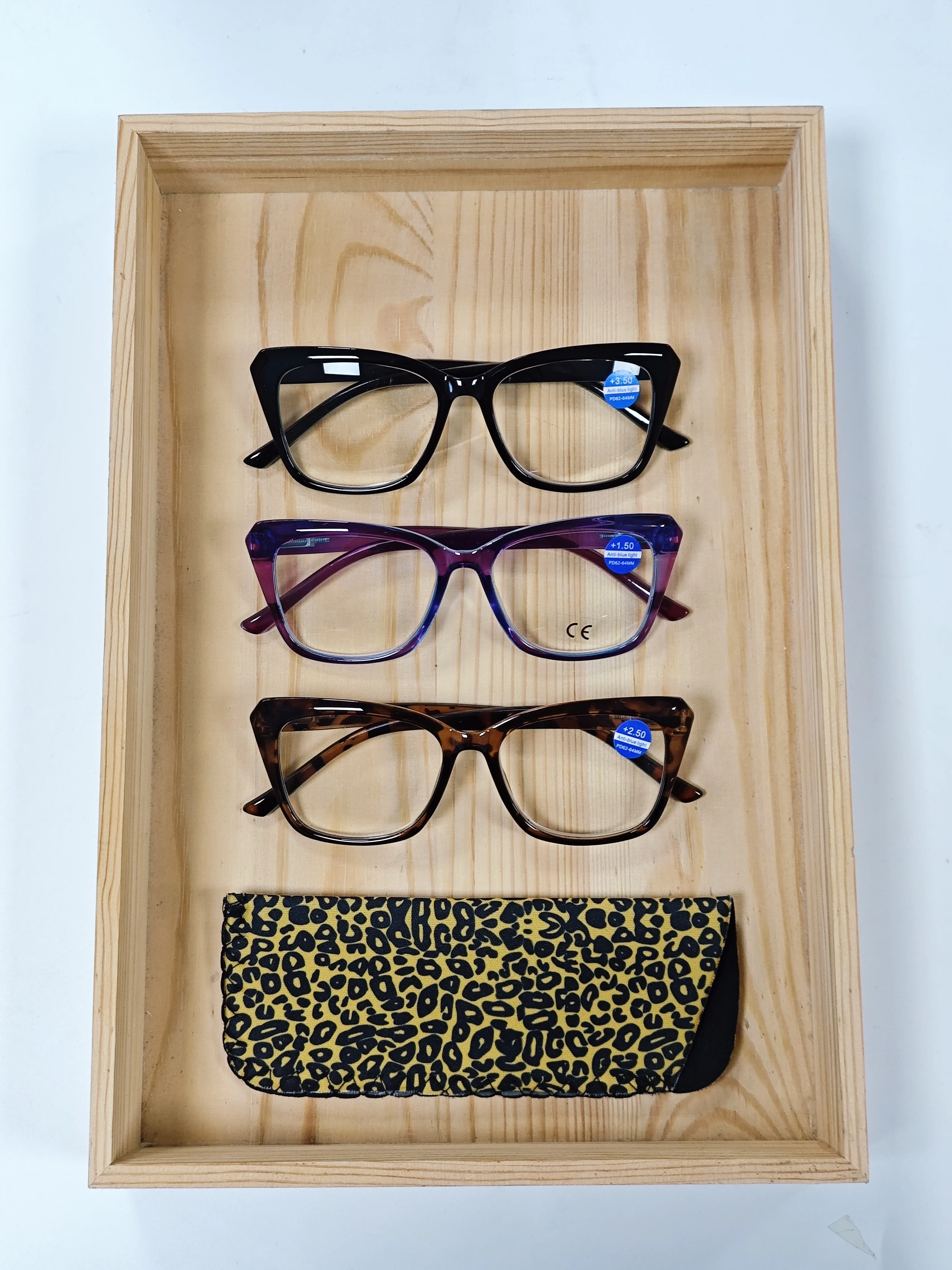 3PCS Cat Eye Reading Glasses Set with Anti-Blue Light Lenses Spring Hinges No-Slip Ear Pads for Comfortable Fit - Assorted Color