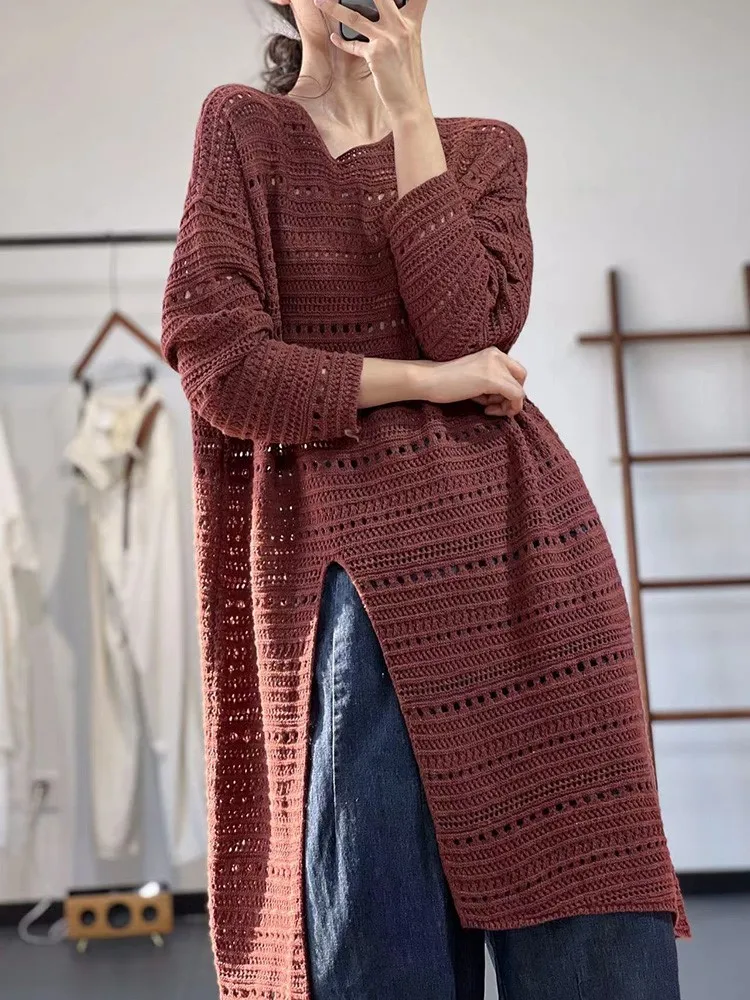 Oversized Knitted Autumn Long Dress Women Irregular Long Sleeve Sweater Ladies Dresses Fashion Casual Loose Woman Dress 2023