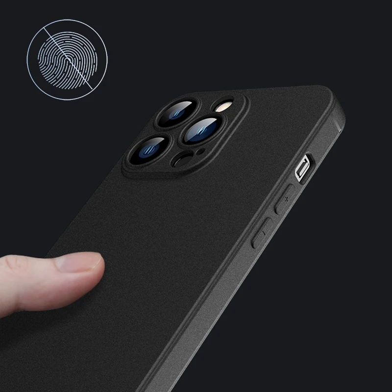 Luxury Ultra Thin Matte Case For iPhone 15 14 13 Pro 12 Mini XS Max X XR SE 2020 2022 7 8 Plus Solid Black Silicone Soft Cover