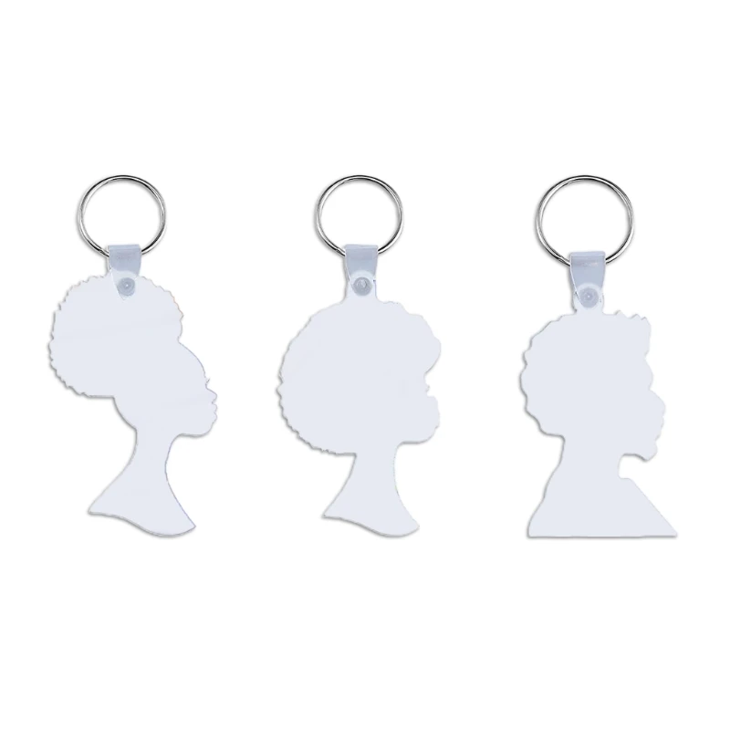 Y1UB 5 Pcs African Female for Head Sublimation Keychains Blank Rectangle Keychains