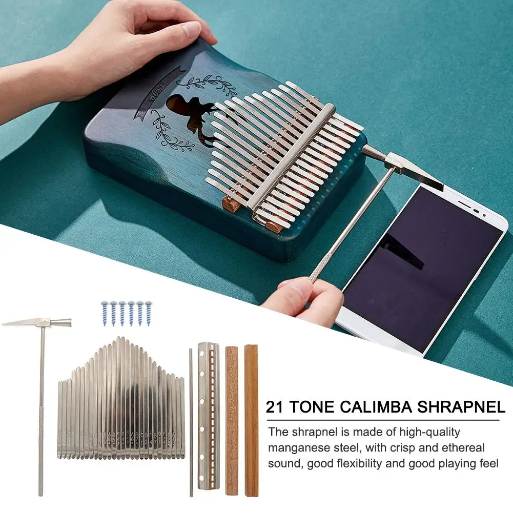 21-Key DIY Thumb Piano Kalimba Thumb Piano Accessories Set Kalimba Shrapnel Tuning Hammer Musical Instrument Finger Piano Parts