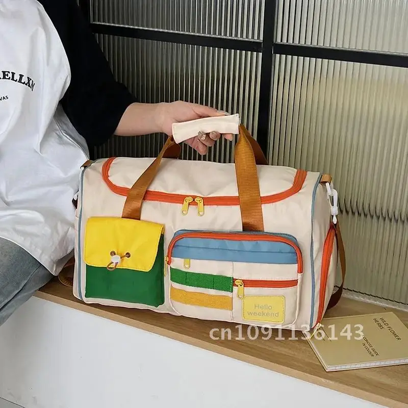 Color Blocking Crossbody Sports and Fitness Large Bag Capacity for Bag Travel Hand Fashionable Short Travel Trips Totes Luggage