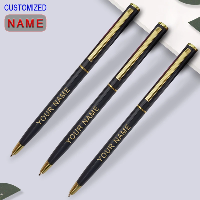 Customize Ballpoint Pen Golden Text Carving For Metal Stationery Supplies School Office Accessories Writing Teacher 2025 Cheap