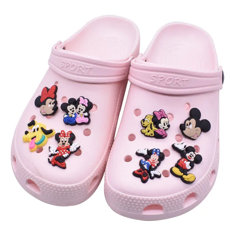 Disney-Juego de dijes de PVC para zapatos de Mickey y Minne, accesorios de Crocs, accesorios de hebilla, decoración de zapatos de animales de