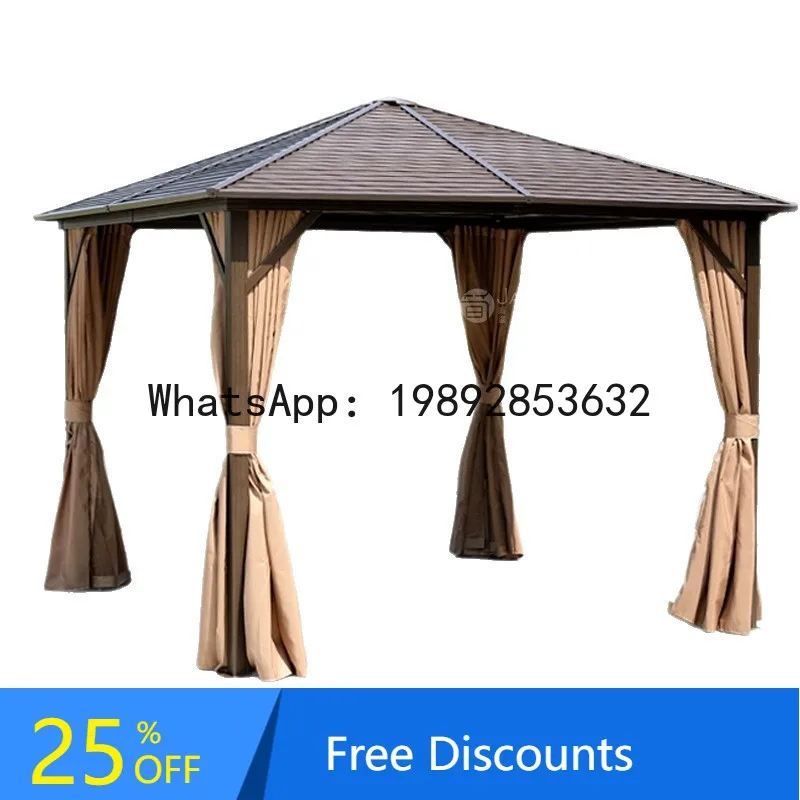 CZ  Outdoor Leisure Terrace Garden Small Courtyard Sunshade Villa Scenic Area Large Aluminum Alloy Four-Pillar Pavilion Tent