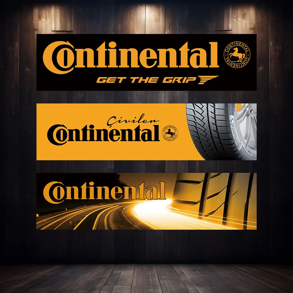 60X240cm Automobile Parts C-Continental AG Banner Polyester Printed Garage Wall Art Outdoor Decoration Advertisement