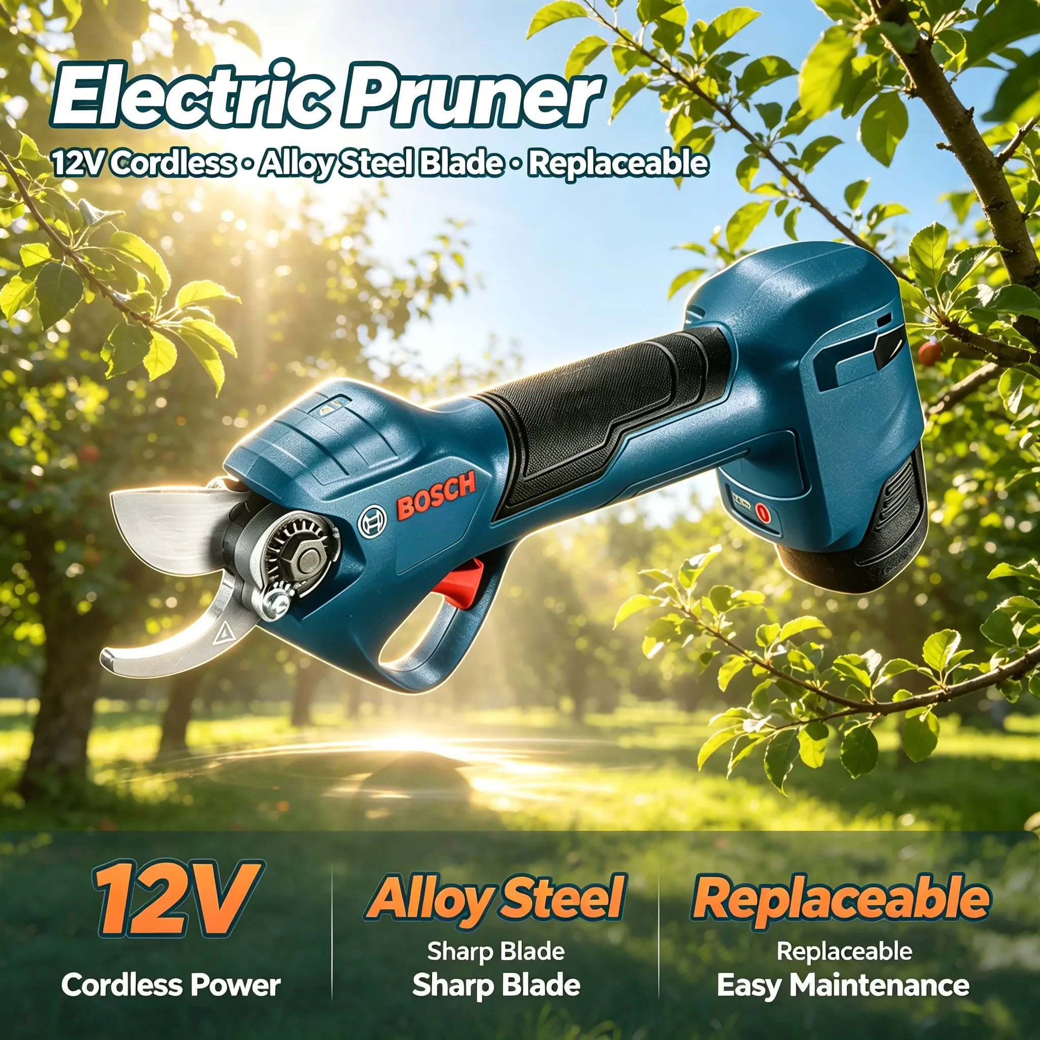 Bosch Pro Pruner Cordless Pruning Shears 12V Rechargable Electric Pruning Shears Electric Scissors Cordless Cutter Power Tool