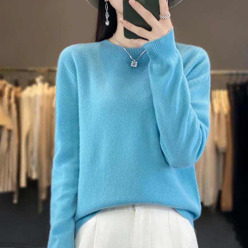 100% Cashmere Sweater Women Pure Cashmere Sweaters O-Neck Loose Cashmere sweater Ladies Solid Color