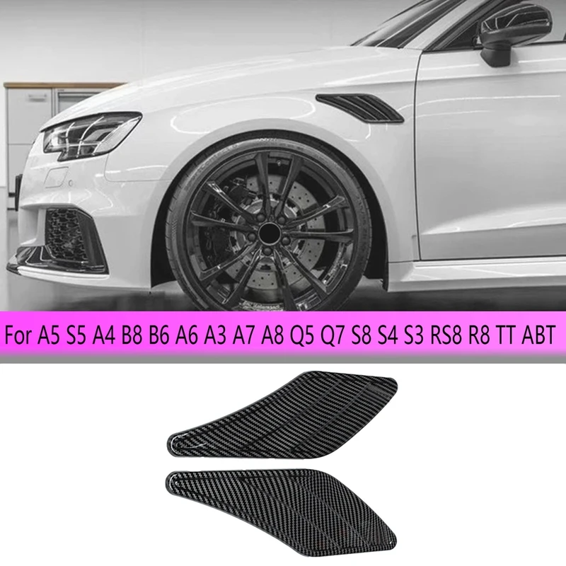 2 Pcs ABT Side Shark Gills Sticker Decals for-Audi A5 S5 A4 B8 B6 A6 A3 R8 TT -AUDI ABT Fender Sticker,Carbon Fiber