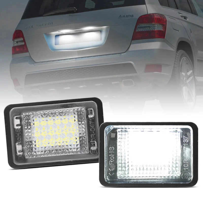 2Pcs For Benz X204 GLK-Class GLK350 GLK300 2007-2013 White LED Number License Plate Light