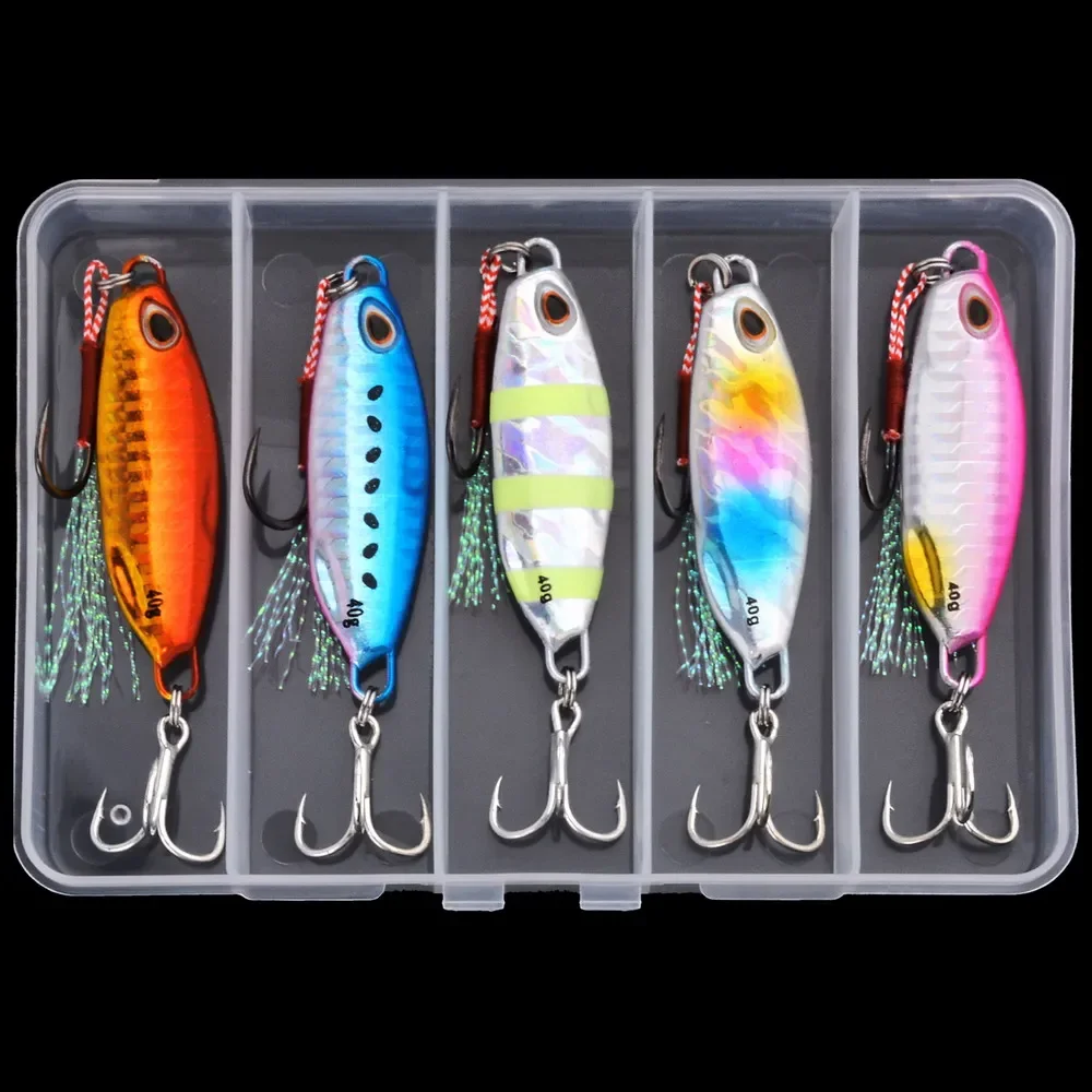 5PCS Metal Jig Fishing Lure 10g 15g 20g 30g 50g Shore Casting Swimbait Spoon Fishhooks Artificial Bait LAKE Ocean Tackle Pesca