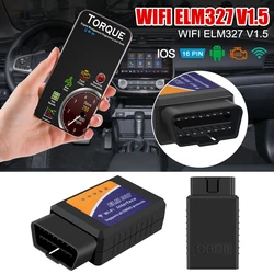 Auto Diagnostic Scan Tool Car Fault Code Reader OBDII Adapter 1PC ELM327 WIFI V1.5 For IOS Android Car Accessories OBD2 Scanner