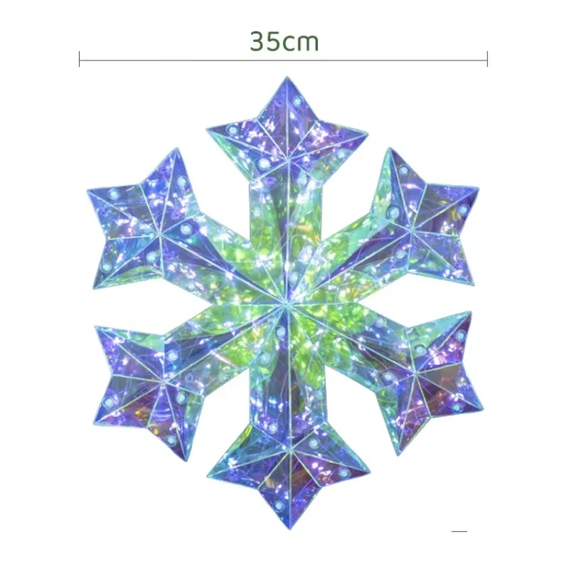 Hotel outdoor shopping mall window display Christmas snowflake decoration iridescent pendant high-end festive atmosphere