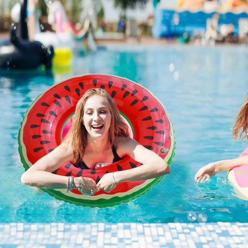 

Fruit Floats For Pool Watermelon Kiwi Orange Lime Inflatable Tubes Floaties Toys Swimming Rings Fun Large Pool Ring Float