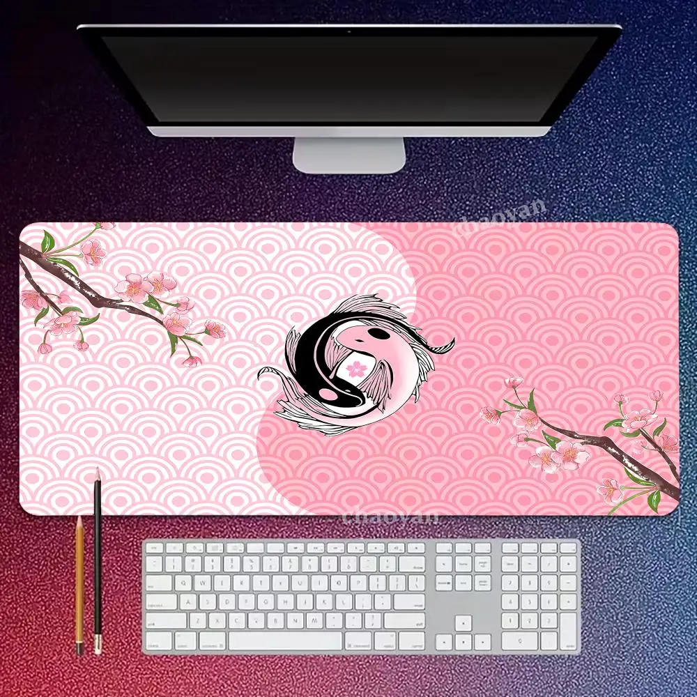 

Pink Yin-yang Fish Mouse Pad Large Computer Office Game Table Mats XXL Rubber Anti-slip Gaming Keyboard Mousepads Long Desk Pads