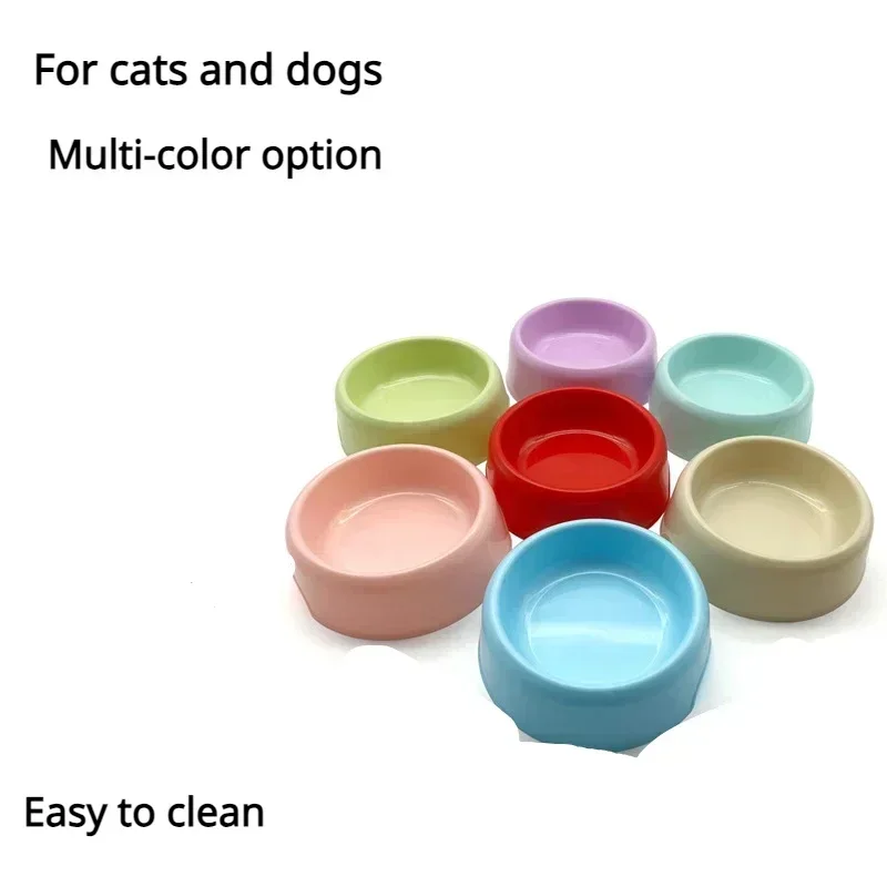 Solid Color Pet Plastic Dog Bowl Cat Bowl Round Single Thickened Eco-Friendly Dog Bowl Pet Supplies Dog Accessories