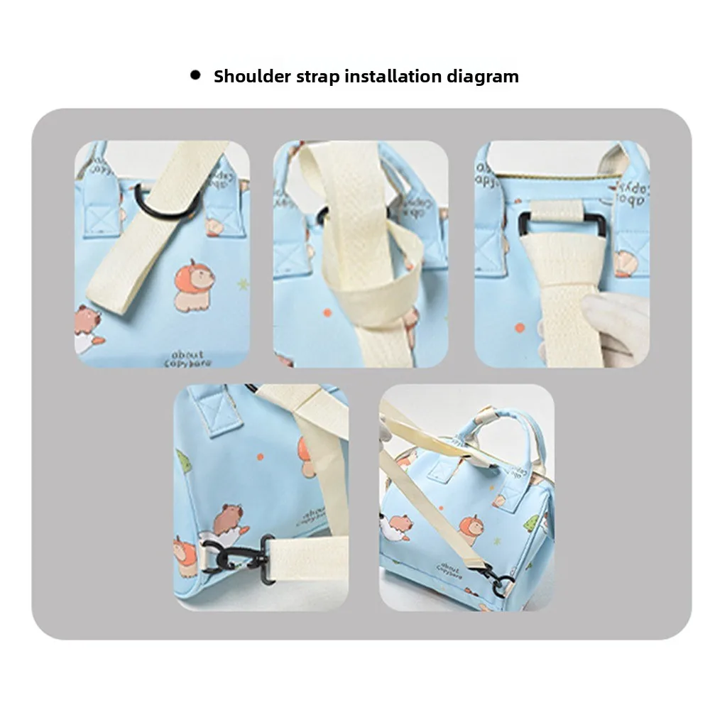 Plecak dla mamy z nadrukiem kreskówkowym, wielofunkcyjny, wytrzymały materiał, plecak podróżny, wzór dla przyszłej mamy, odporny na zużycie, torba do karmienia piersią.