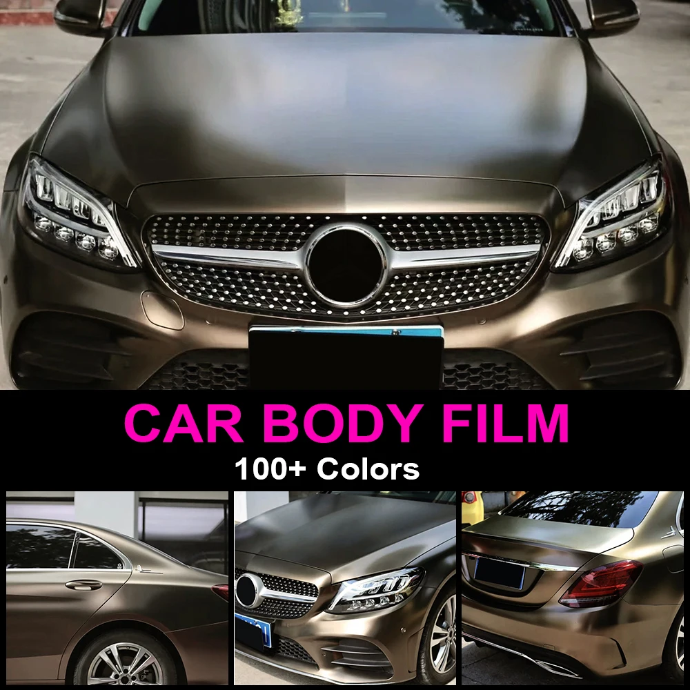 Car Wrap Vinyl Film High-Quality PET Matte Metallic Brown Scratch-Resistant Auto Full Partial Body Color Change Tuning Cover