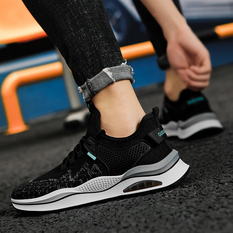 

Дышащие противоскользящие высококачественные мужские кроссовки на мягкой подошве на шнуровке на весну и лето с популярной спортивной обувью