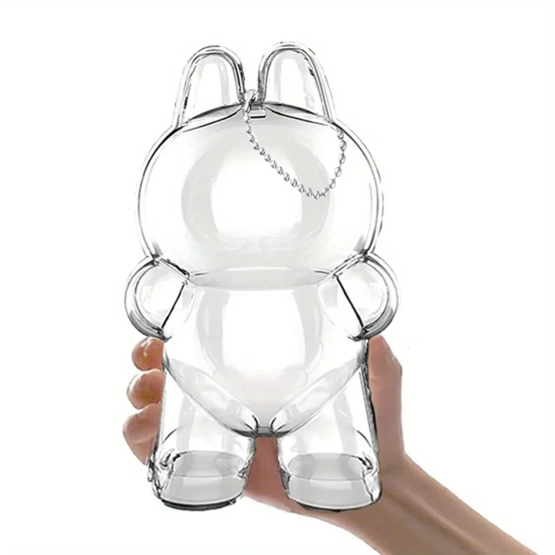 LABUBU Clear Acrylic Display Case /2PCS Protective Cover for Sitting Standing Figures Dustproof Storage Keychain Included