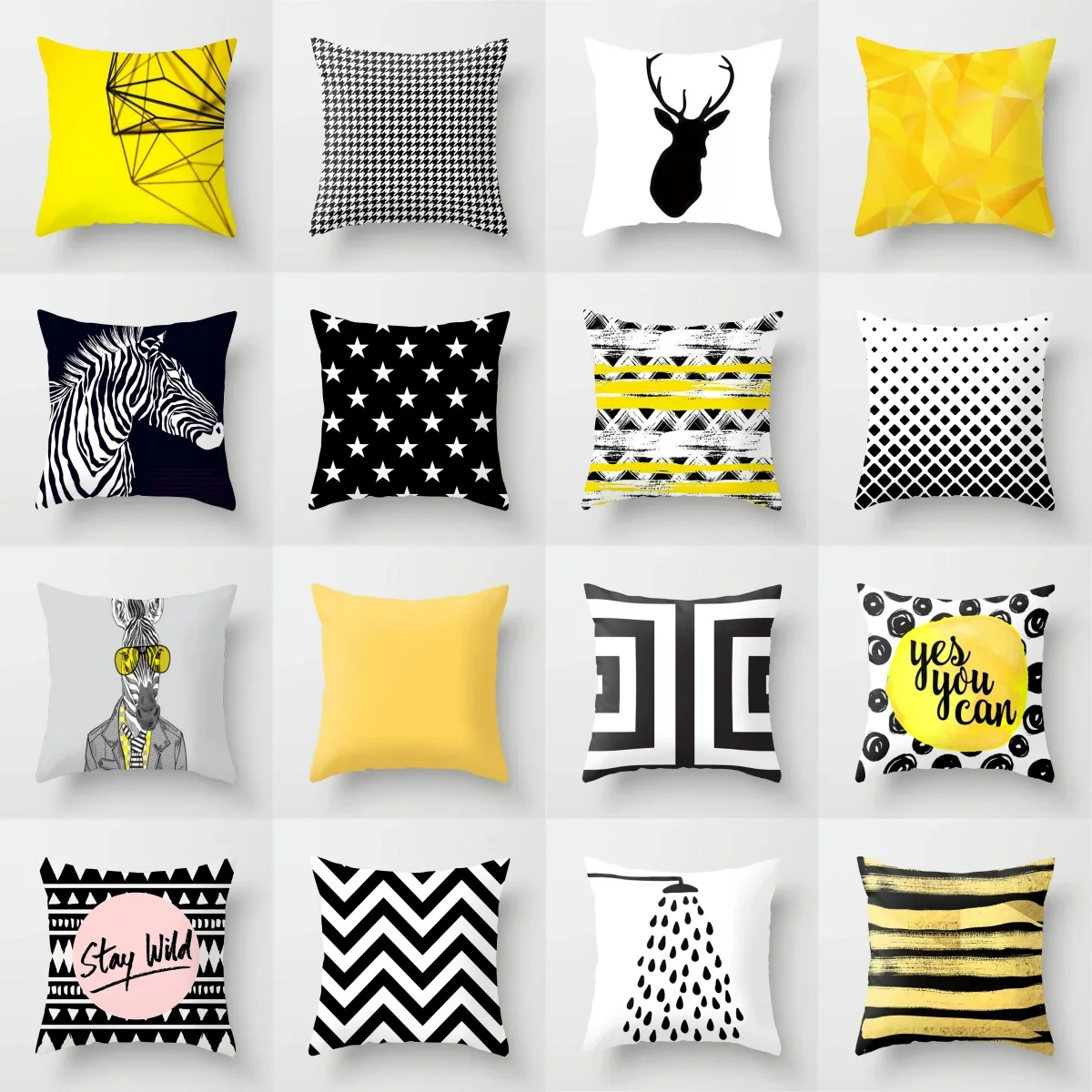 Nordic Style Geometric Black Yellow Cushion Covers Modern Polyester Pillow Covers Decorative Sofa Couch 18