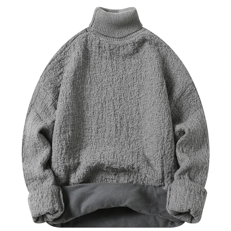 New Autumn Winter High Neck Home Clothes with Thickened Cashmere Luxurious Comfortable Versatile Men's Pullover Warm Pajamas