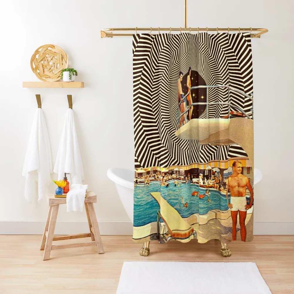 

Illusionary Pool Party Shower Curtain Anti-Mold Waterproof Shower Waterproof Fabric Shower Curtain