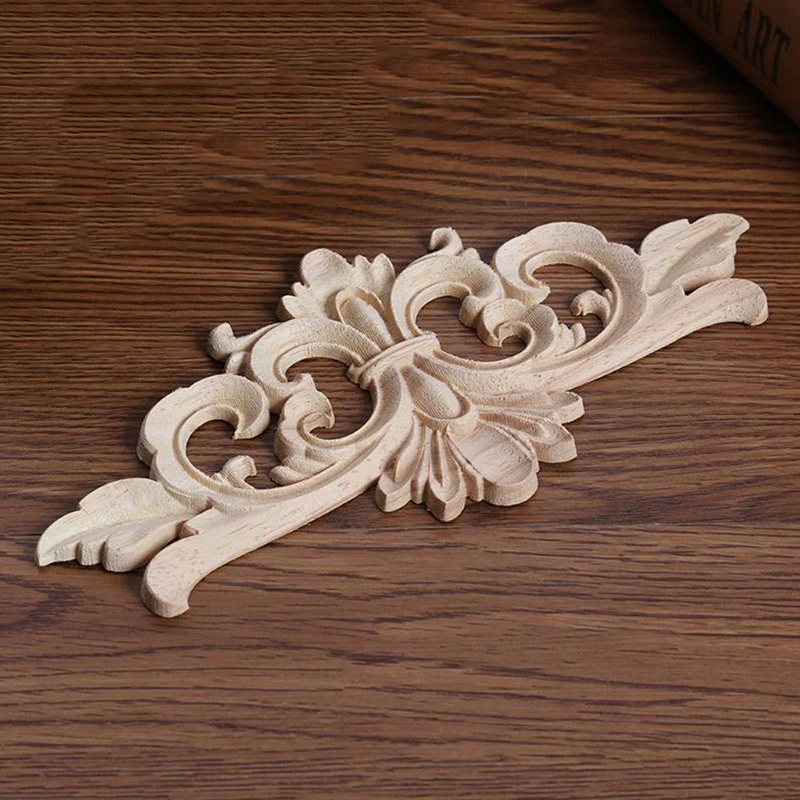 Classic Wood Carved Corner Applique Frame Vintage Furniture Mouldings Decal DIY Corner Onlay Decoration Frame Furniture Craft