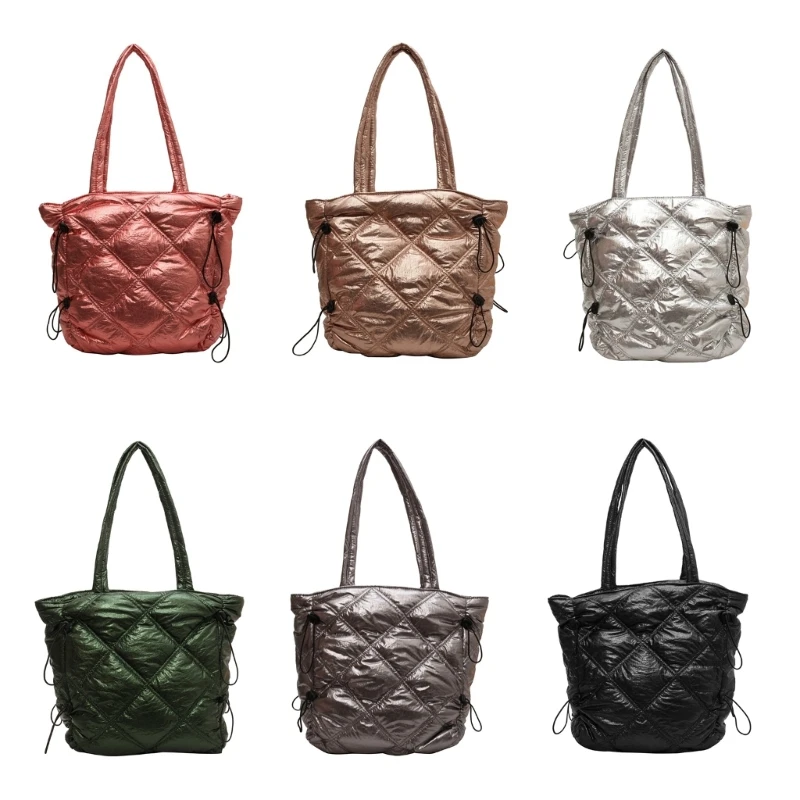 Bolso acolchado color sólido bolso compras capacidad para niñas y mujeres