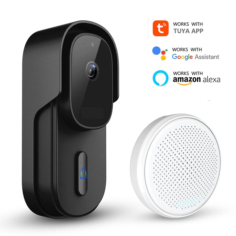 Tuya App PIR Video Doorbell WiFi Wireless 5MP Smart Door Bell Camera Two-Way Video Intercom Works With Alexa Google Assistant