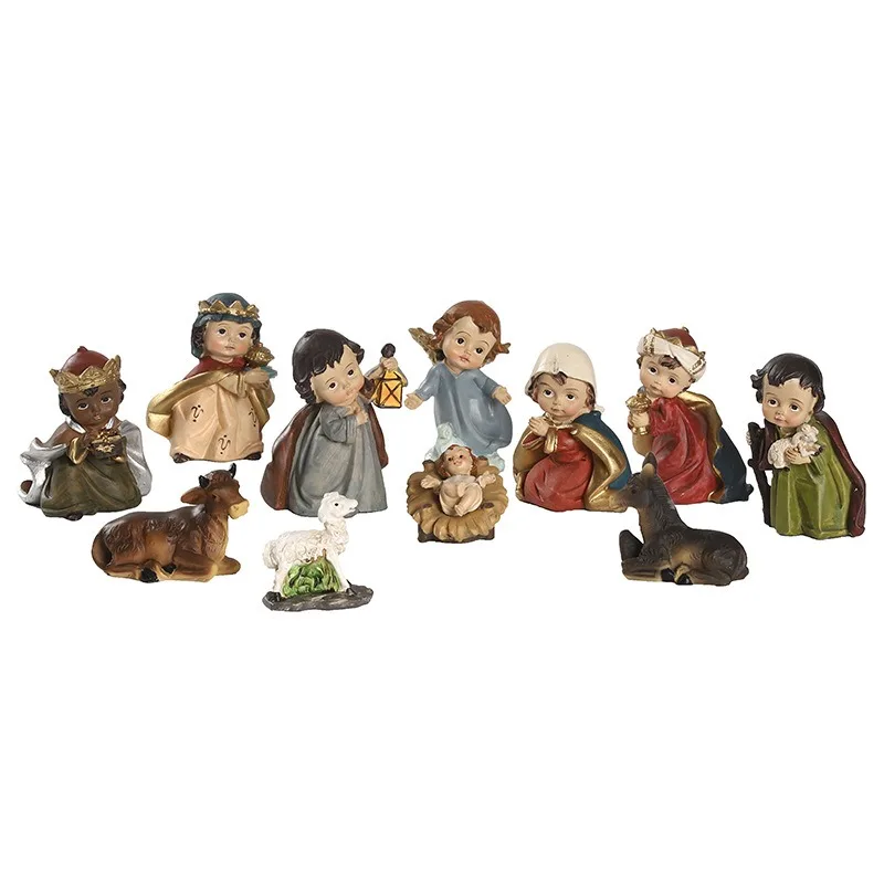 11pcs/ Set Christ Birth of Jesus Ornament Gifts Nativity Scene Crafts Resin Christmas Manger Decoration Catholic Figurines