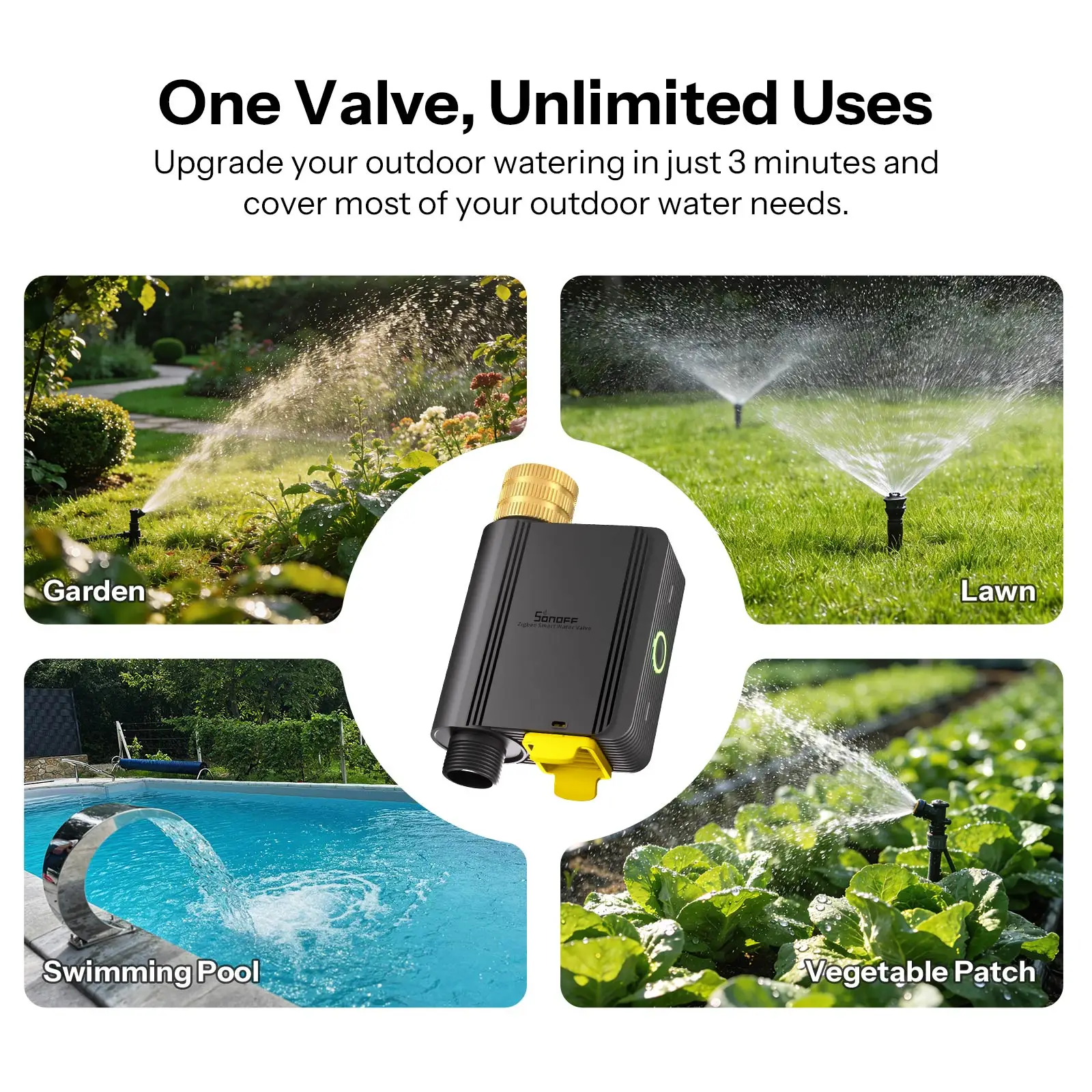 SONOFF SWV-ZNE Hydro Series Hydro ONE Lite Zigbee Smart Water Valve Without Flow Meter Brass Water Inlet Works with Apple Home - view 2