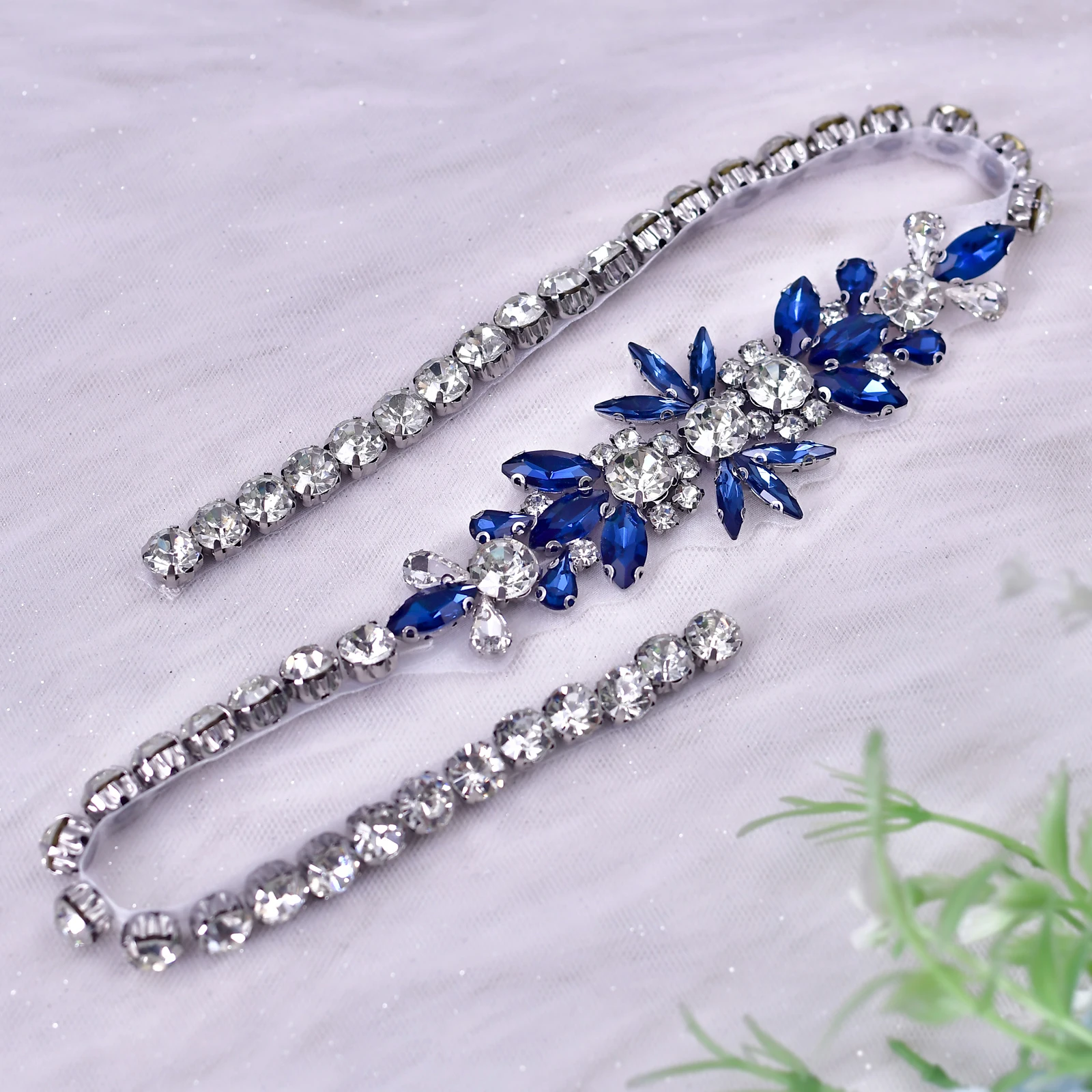 Ceinture ruban pour robe de soirée pour femme, ceinture en diamant bleu élégant, ceinture de bijoux, décoration de taille pour femme, accessoires de mariage, S166