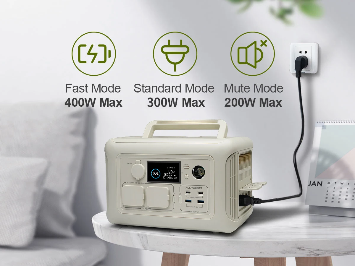 R600 Portable Generator 299Wh 600W Powerstation with AC Outlets LiFePO4 Battery for Home
