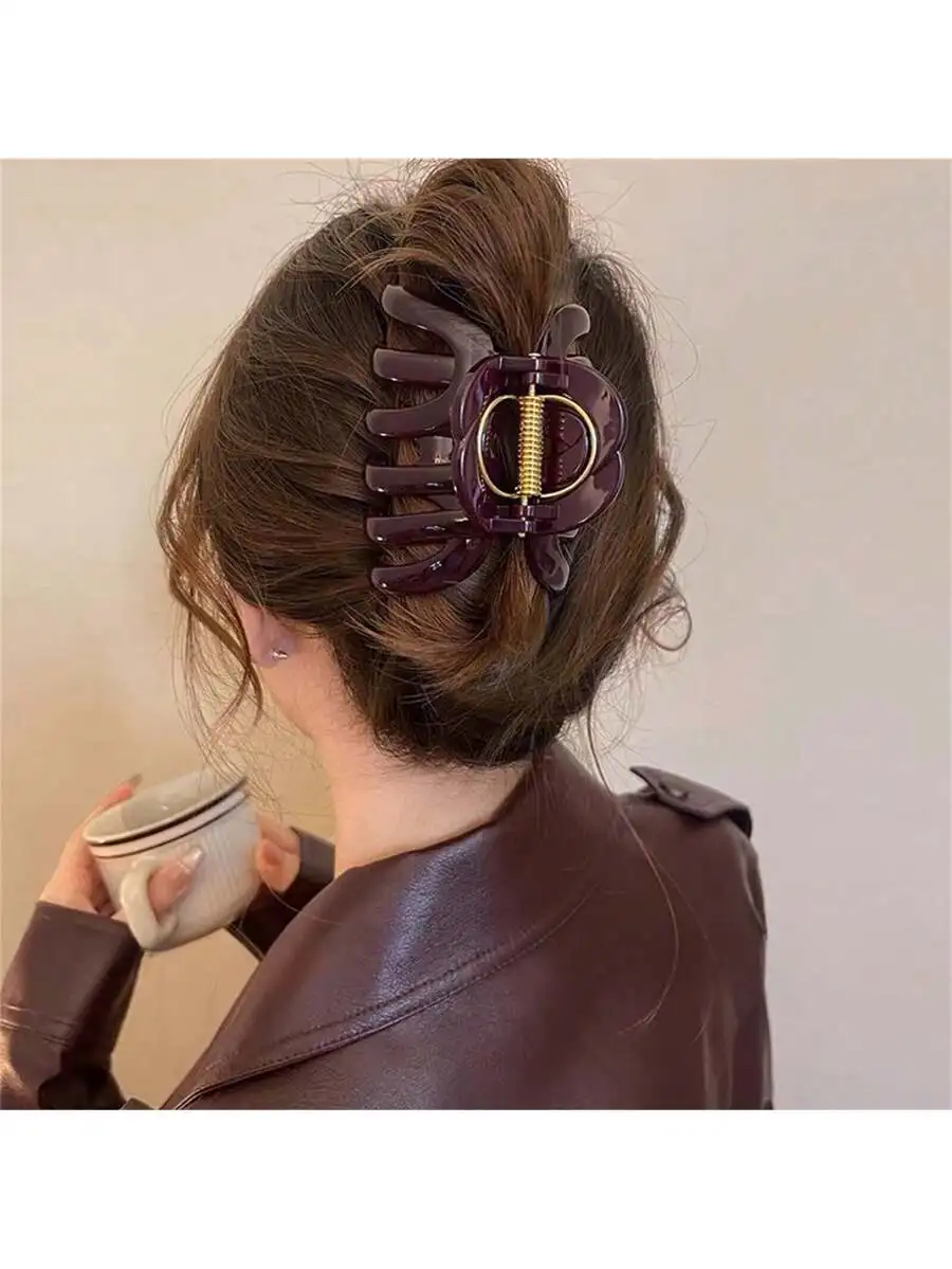 

Large Pumpkin Hair Claw For Thick Hair High-End Bun Clip Fall Winter Hair Accessory For Women