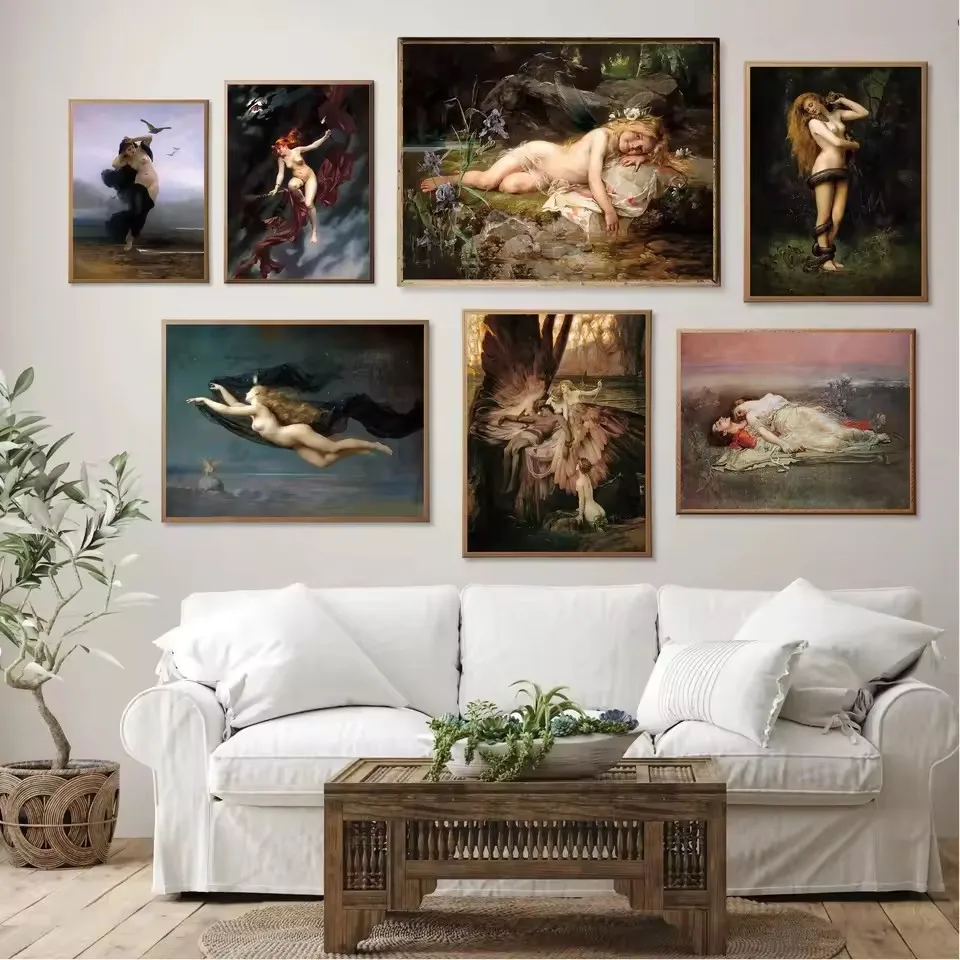 Classic Artwork John William Waterhouse Woman Portrait Posters and Prints Canvas Painting Wall Art Picture for Living Room Decor