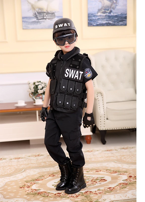 Infantil Colete Tático Militar do Exército, Kids Airsoft Gear, Uniforme de Armadura de Combate, Menino, Menina, Swat, Polícia, Ao Ar Livre, Fantasia