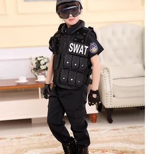 Taktische Armee für Kinder taktische Weste, Kinder Airsoft -Ausrüstung, Kampfpanzeruniform, Junge, Mädchen, Schwatz, Polizei, Outdoor, Fantasie 8 Hauptverkaufstaktische Polizeikleidung - №8
