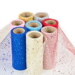 Rouleau de tissu Tulle à paillettes 6 pouces 10 Yards, filet de bobine de ruban scintillant pour jupe Tutu de mariage, décoration d'emballage de cadeau de fête