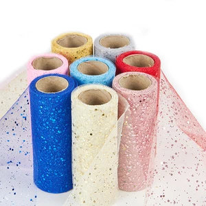 Rollo de tela de tul de brillo 6 pulgadas 10 yardas lentejuelas de la cinta de cinta de cinta de la altura para la boda tutú falda para regalos para la fiesta de la fiesta de envoltura 8 mejores telas de lentejuelas del estiramiento de ventas - №4