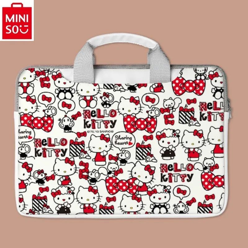 MINISO    Cute cartoon Hello Kitty laptop bag 14 15.6 16 inch large capacity handbag Women's office file storage briefcase