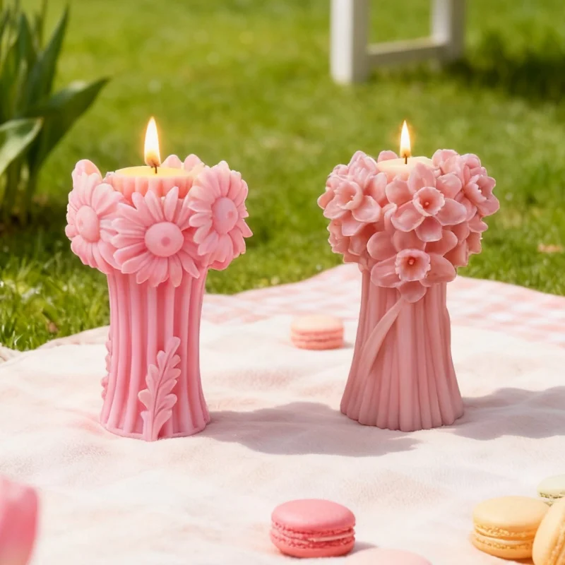 Daisy Calla Lily Narcissus Flower Bouquet Candle Silicone Mold DIY Handmade Aromatherapy Candle Epoxy Resin Gypsum Soap Mould