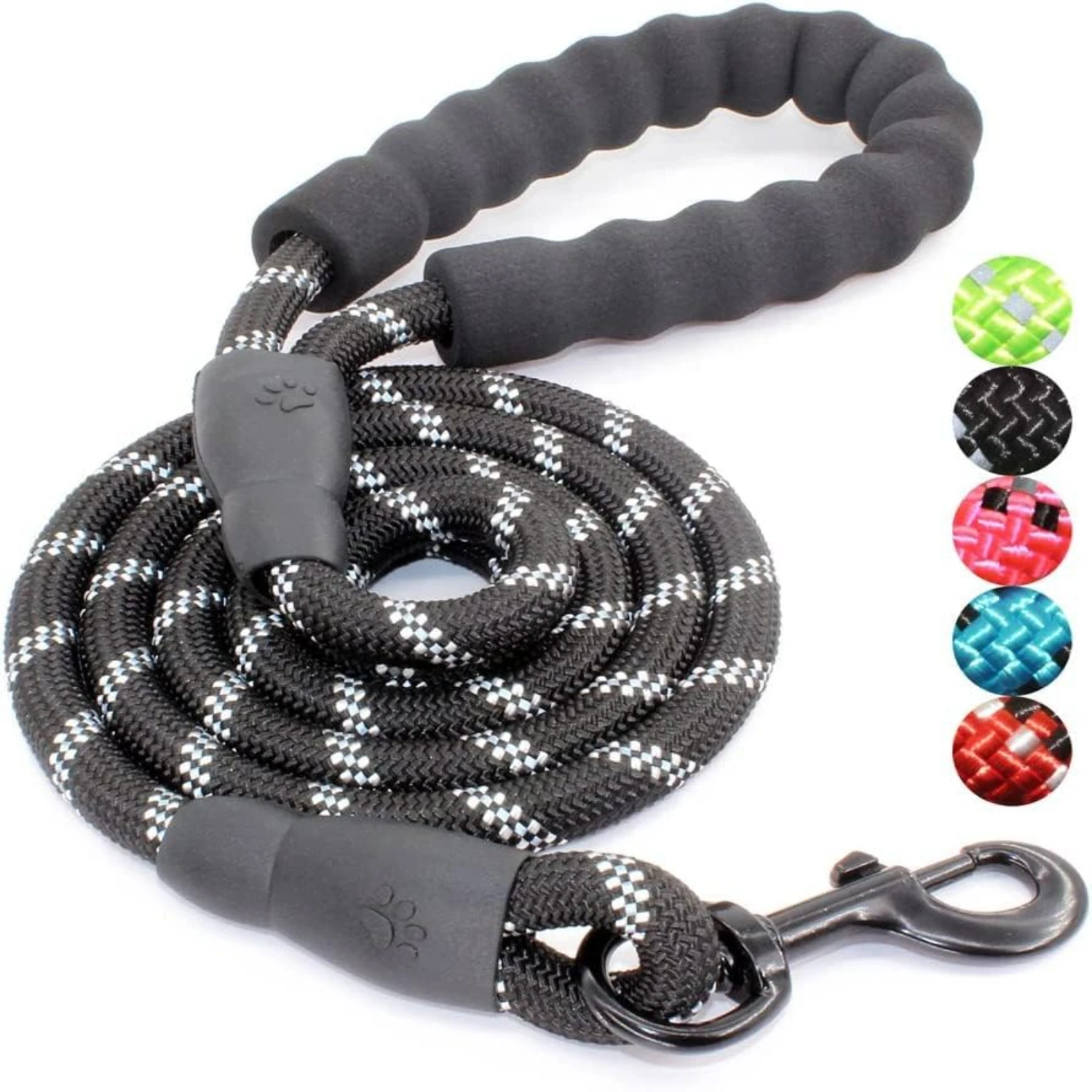 Durable and Comfortable SH Brand Black Padded Nylon Dog Leash - Cozy and Suitable for Small, Medium, and Large Dogs - Available