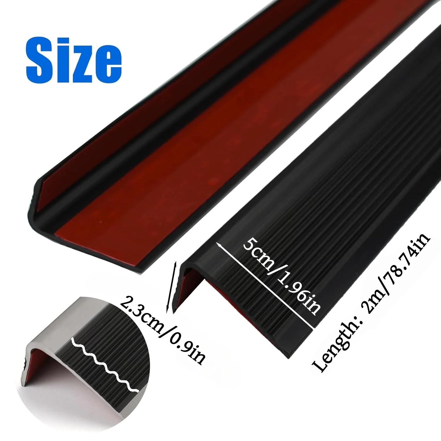 1Roll 2m/98.97in Stair Edge Protector Black Edge Trim for Steps Stair Nose Molding Rubber Nose Trim Edging Guard Treads Self Ad